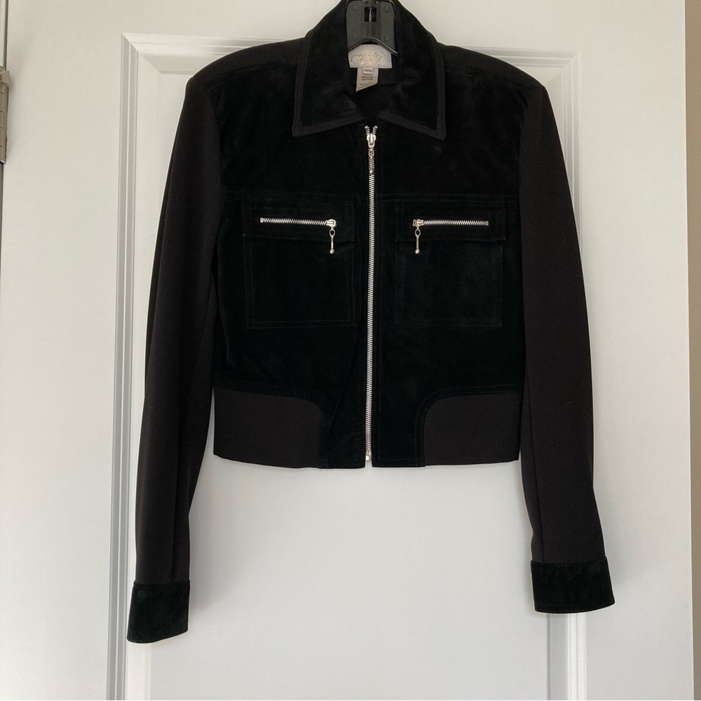 Vintage Cache Genuine Suede Leather and Knit Jacket Size XS